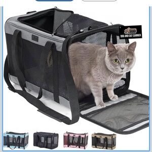 GORILLA GRIP Cat Carrier Travel Bag Up to 15 Lbs, Soft Collapsible Small Dog